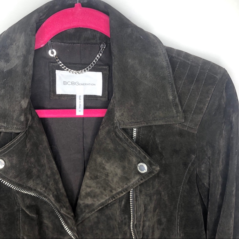 NWOT BCBGeneration Chocolate Suede Moto Jacket - Picture 4 of 7